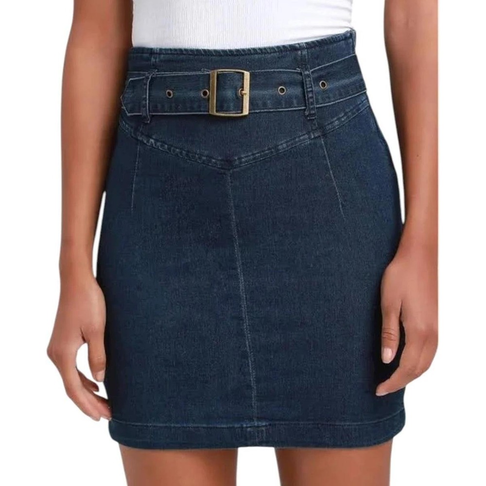 Free People Denim Mini Skirt Womens Size 6 Boho Y2K Western Indie Sleaze Boho‎